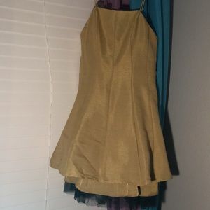 Gold Spaghetti Strap Mini Dress